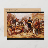 ヴィンテージ最初の感謝祭絵を描 ポストカード (正面/裏面)