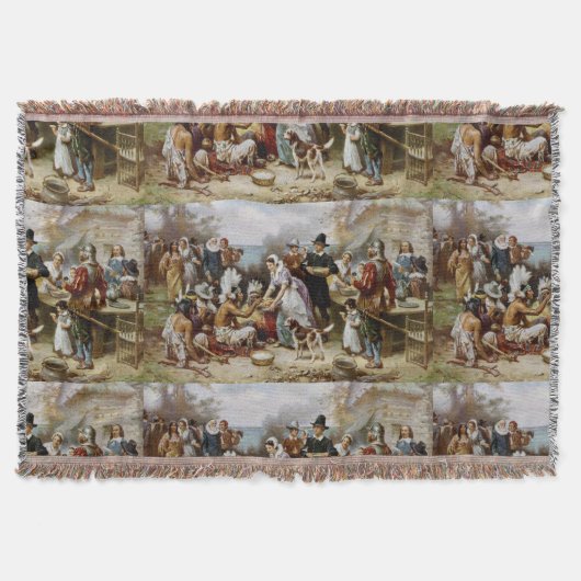 ヴィンテージ最初の感謝祭1621ジャンフェリス スローブランケット (正面)