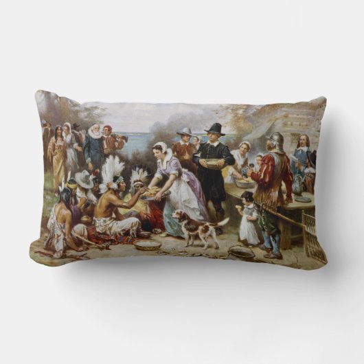 ヴィンテージ最初の感謝祭1621ジャンフェリス ランバークッション (正面)