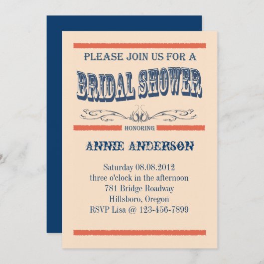 ヴィンテージ最古の国ブライダルシャワー招待状 招待状 (正面/裏面)