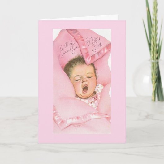 ヴィンテージ最高のよ – お願い&ベビーガール カード (正面)