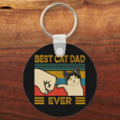 ヴィンテージ最高のキャットパパエバおもしろいットパパGift Men キーホルダー (正面)