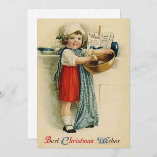 ヴィンテージ最高のスクリスマスウィッシュベーキングガールホリデイ シーズンカード (正面/裏面)