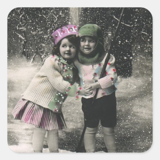 ヴィンテージ最高のス・クリスマス スクエアシール (正面)