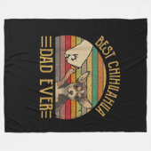 ヴィンテージ最高のチワワパパエバーサンセット フリースブランケット (正面(横))