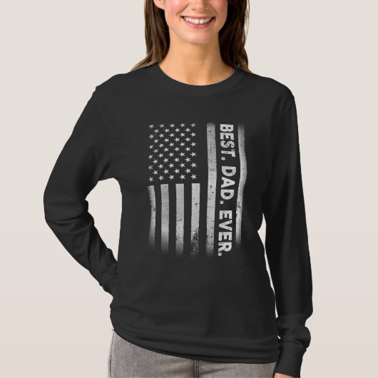 ヴィンテージ最高のパパエバーアメリカ国旗動揺しての脂肪 Tシャツ (正面)