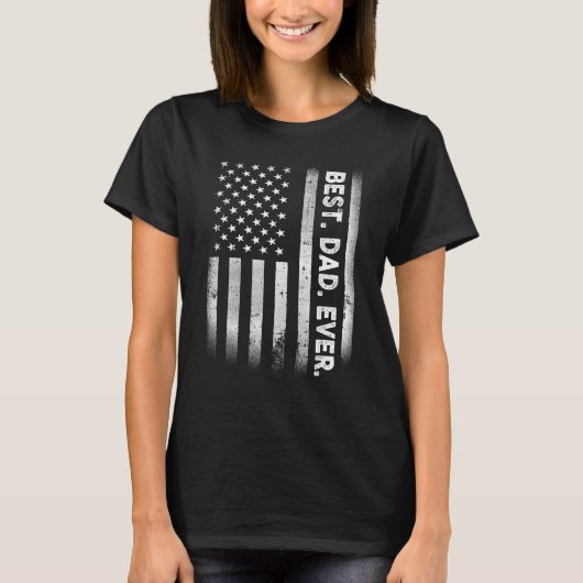 ヴィンテージ最高のパパエバーアメリカ国旗動揺しての脂肪 Tシャツ (正面)