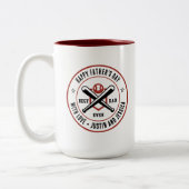 ヴィンテージ最高のパパエバー名前をカスタムするベースボールロゴ ツートーンマグカップ (左)