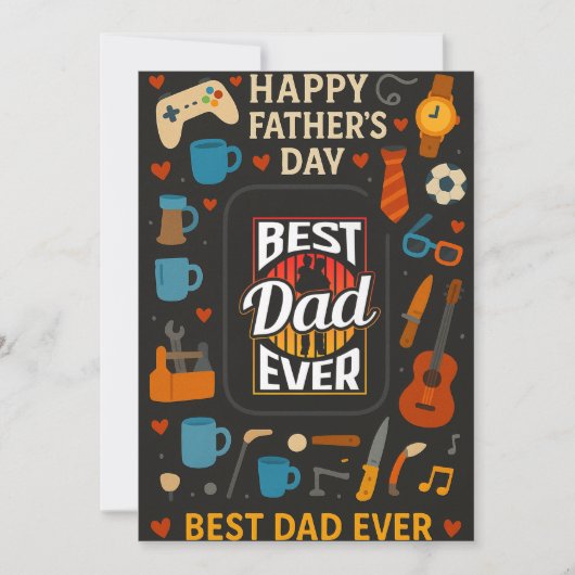 ヴィンテージ最高のパパエバー魚釣りファーザーデイフラットカード 招待状 (正面)