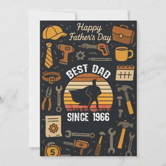 ヴィンテージ最高のパパ1966年の父の日贈り物 招待状 (正面)