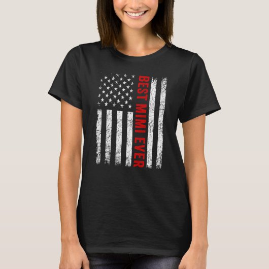 ヴィンテージ最高のミミエバーアメリカ国旗の母の日 Tシャツ (正面)