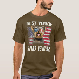 ヴィンテージ最高のヨークシャーテリアパパがペットに旗を振る Tシャツ