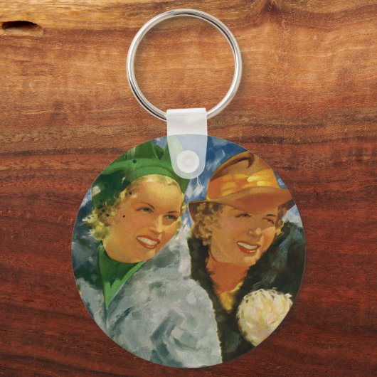 ヴィンテージ最高の友達!女エレガントスタイリッシュ性 キーホルダー (正面)