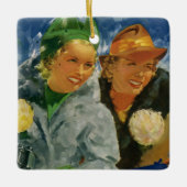 ヴィンテージ最高の友達！女エレガントスタイリッシュ性 セラミックオーナメント (正面)