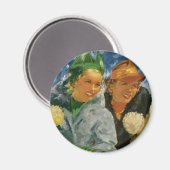 ヴィンテージ最高の友達！女エレガントスタイリッシュ性 マグネット (正面/裏面)