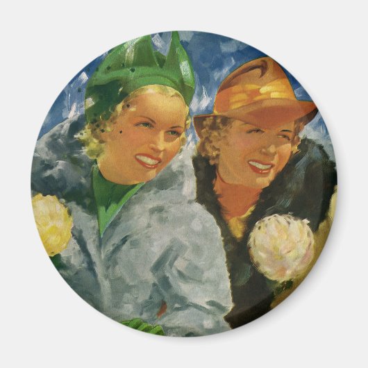 ヴィンテージ最高の友達！女エレガントスタイリッシュ性 マグネット (正面)