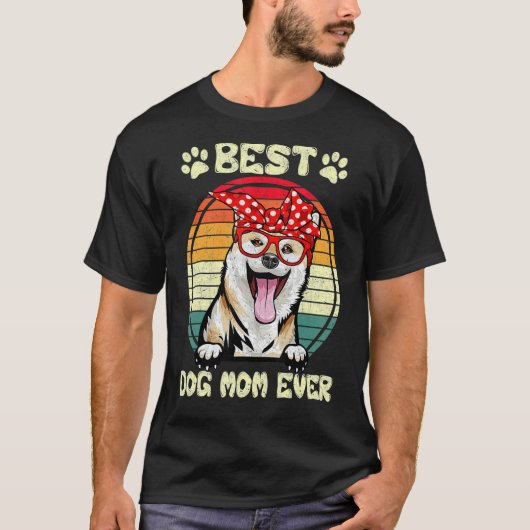 ヴィンテージ最高の柴犬ママEver Dog Mama母 Tシャツ (正面)