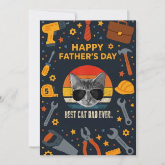 ヴィンテージ最高の猫のパパが永遠に父の日のギフトカード 招待状