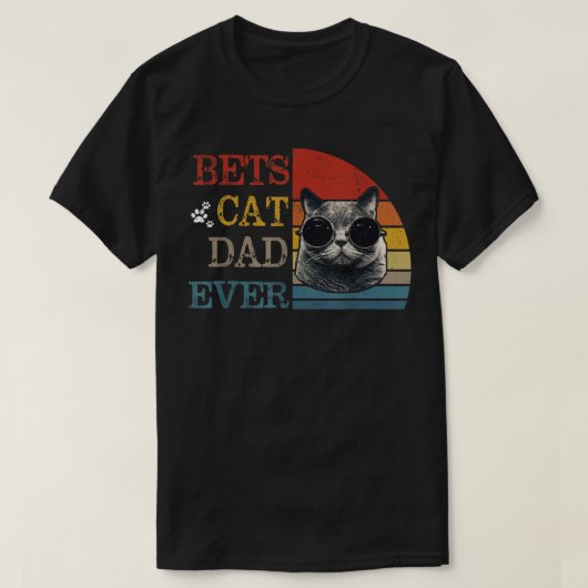 ヴィンテージ最高の猫パパエバー  Tシャツ (デザイン正面)