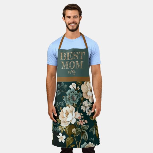 ヴィンテージ最高の花母なる エプロン (着用した状態)