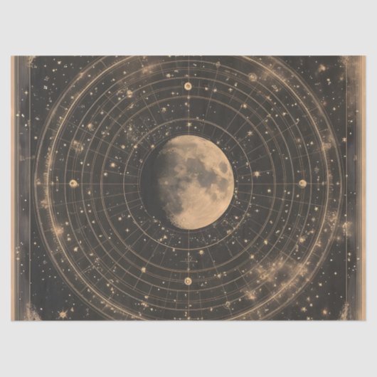 ヴィンテージ月天測図デザイン 薄葉紙 (正面)