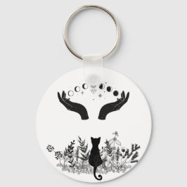 ヴィンテージ月相ネコ キーホルダー