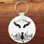 ヴィンテージ月相ネコ キーホルダー (正面)