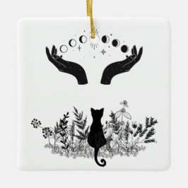 ヴィンテージ月相ネコ セラミックオーナメント