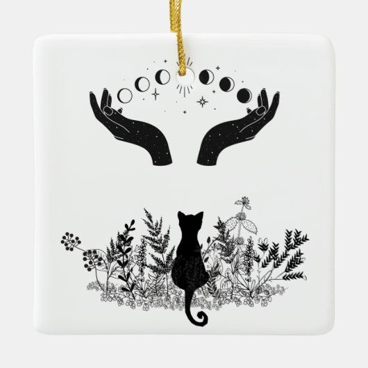 ヴィンテージ月相ネコ セラミックオーナメント (正面)