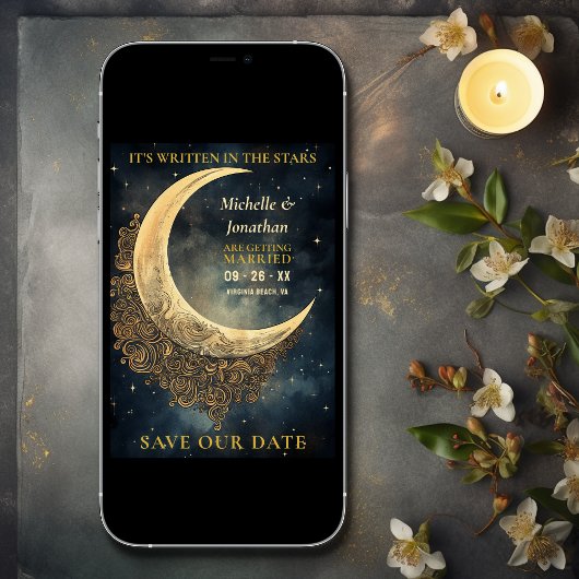 ヴィンテージ月、太陽と星の天結婚星 セーブザデート