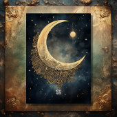 ヴィンテージ月、太陽と星の天結婚星 箔招待状