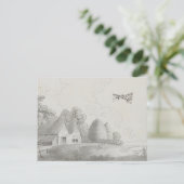 ヴィンテージ有人飛んでいる機械芸術スケッチ ポストカード (スタンド正面)