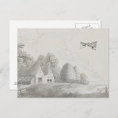 ヴィンテージ有人飛んでいる機械芸術スケッチ ポストカード (正面/裏面)