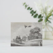 ヴィンテージ有人飛んでいる機械芸術スケッチ ポストカード (スタンド正面)