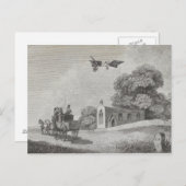 ヴィンテージ有人飛んでいる機械芸術スケッチ ポストカード (正面/裏面)