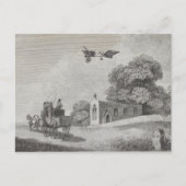 ヴィンテージ有人飛んでいる機械芸術スケッチ ポストカード (正面)