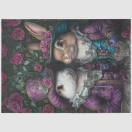 ヴィンテージ服で紫色の復活祭のウサギを分離 薄葉紙