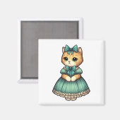 ヴィンテージ服を着た子猫 マグネット (正面/裏面)