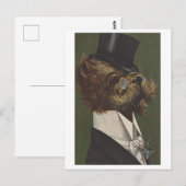 ヴィンテージ服を着た眼鏡夕べ犬 ポストカード (正面/裏面)