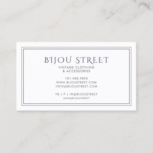 ヴィンテージ服小売業 名刺 (正面)