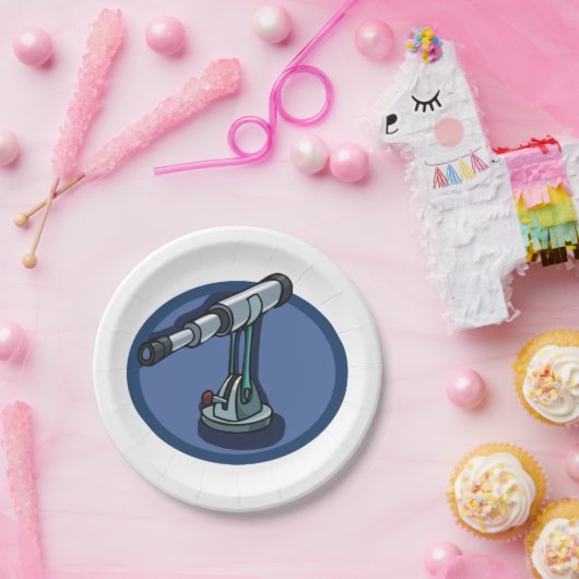 ヴィンテージ望遠鏡の天文学の熱狂的な天体観測 ペーパープレート (パーティー)