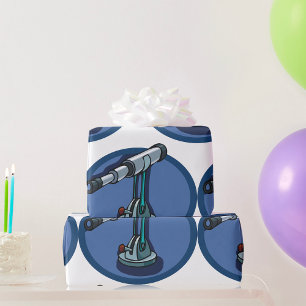 ヴィンテージ望遠鏡の天文学の熱狂的な天体観測 ラッピングペーパー