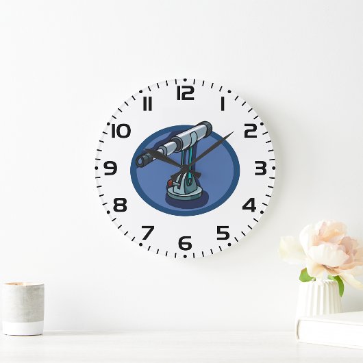 ヴィンテージ望遠鏡の天文学の熱狂的な天体観測 ラージ壁時計