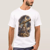 ヴィンテージ望遠鏡の星空夜空天文学 Tシャツ (正面)