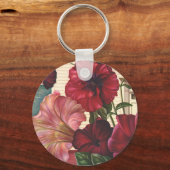 ヴィンテージ朝顔の花が庭に キーホルダー (正面)