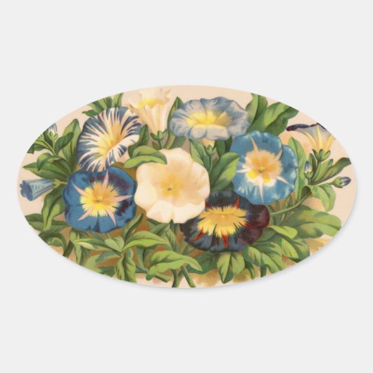 ヴィンテージ朝顔 楕円形シール (正面)