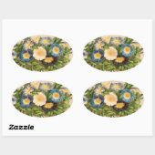 ヴィンテージ朝顔 楕円形シール (シート)