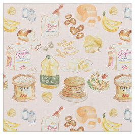 ヴィンテージ朝食の水の色のパターン – 小麦粉，パン ファブリック