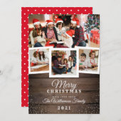 ヴィンテージ木は及びカード|の休日4の写真雪が降ります シーズンカード (正面/裏面)