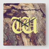 ヴィンテージ木幹の背景のカスタマイズ可能 スクエア壁時計 (正面)